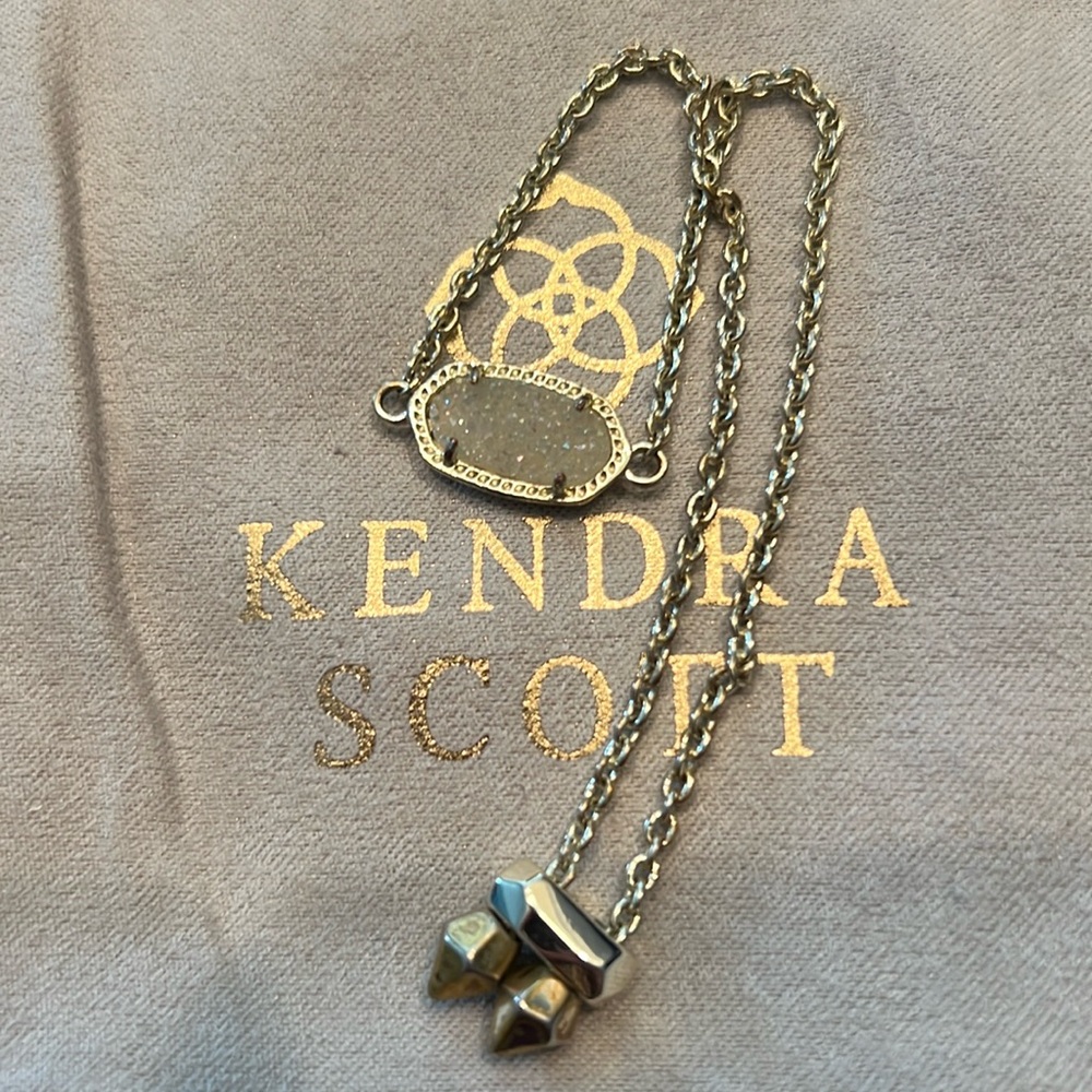 Kendra Scott Elaina Gold Adjustable Chain Bracelet Iridescent Drusy